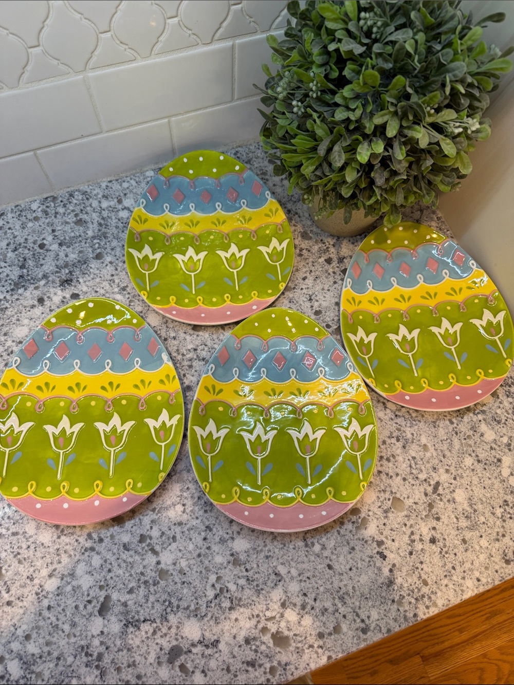 Pier 1 White Ceramic Plate Easter Plates 4 total decor